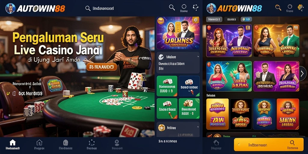 Tampilan screenshot AUTOWIN88 menampilkan dealer langsung yang berinteraksi dengan pemain.