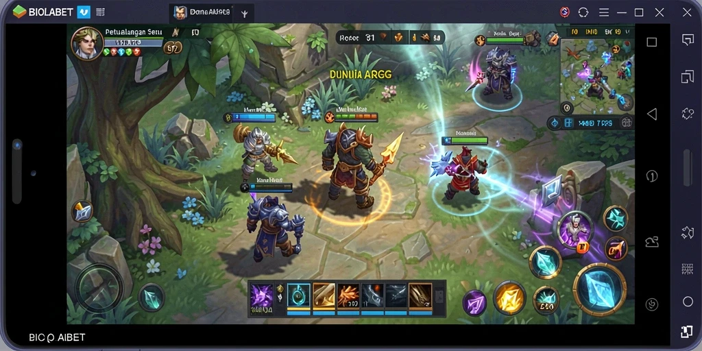 Screenshot gameplay seru BIOLABET yang menunjukkan petualangan ARPG.