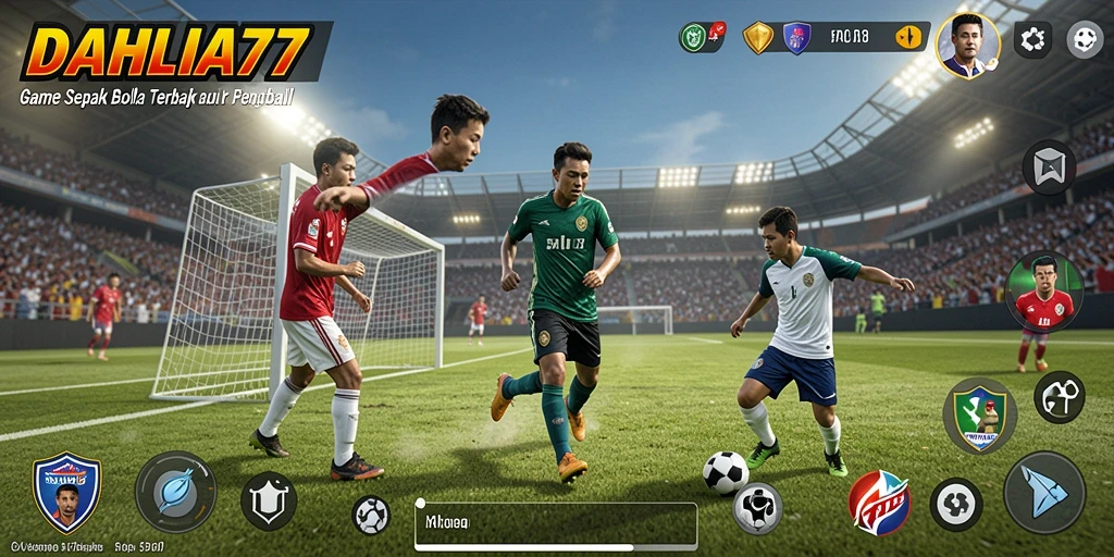 Gameplay menegangkan dalam DAHLIA77 dengan aksi sepak bola nyata.