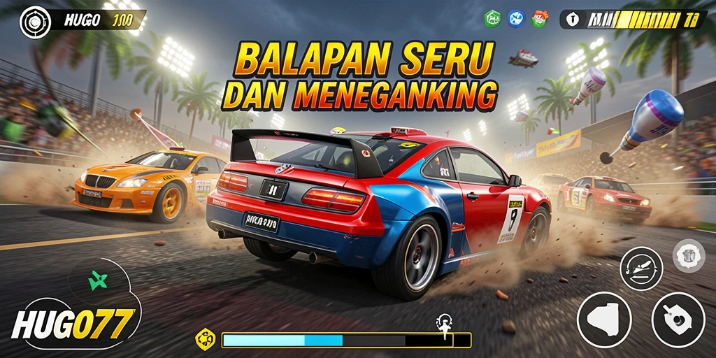 Screenshot HUGO77 menampilkan aksi balapan yang menegangkan dan grafis yang memukau.