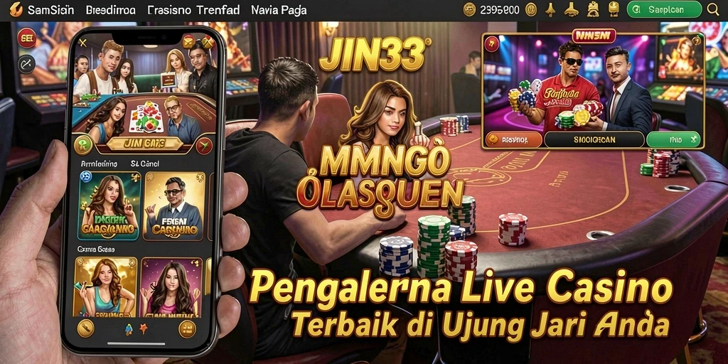 Tampilan gameplay <strong>JIN33</strong> dengan dealer langsung yang profesional di meja kasino.
