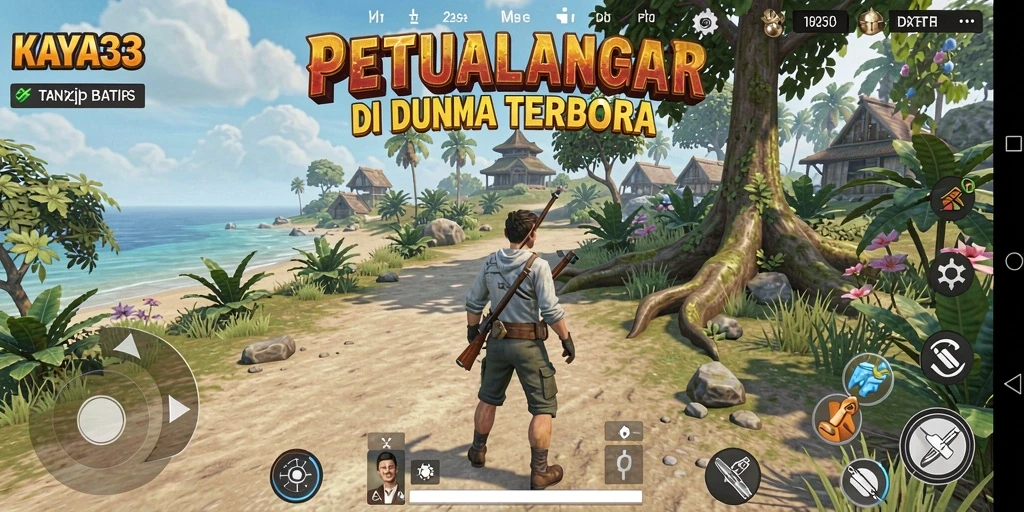 Screenshot KAYA33 menampilkan pemain beraksi dalam dunia terbuka yang luas.