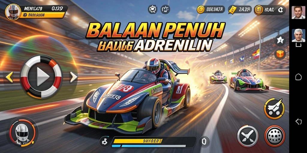 Tampilan gameplay balapan yang mendebarkan di MENYALA78.