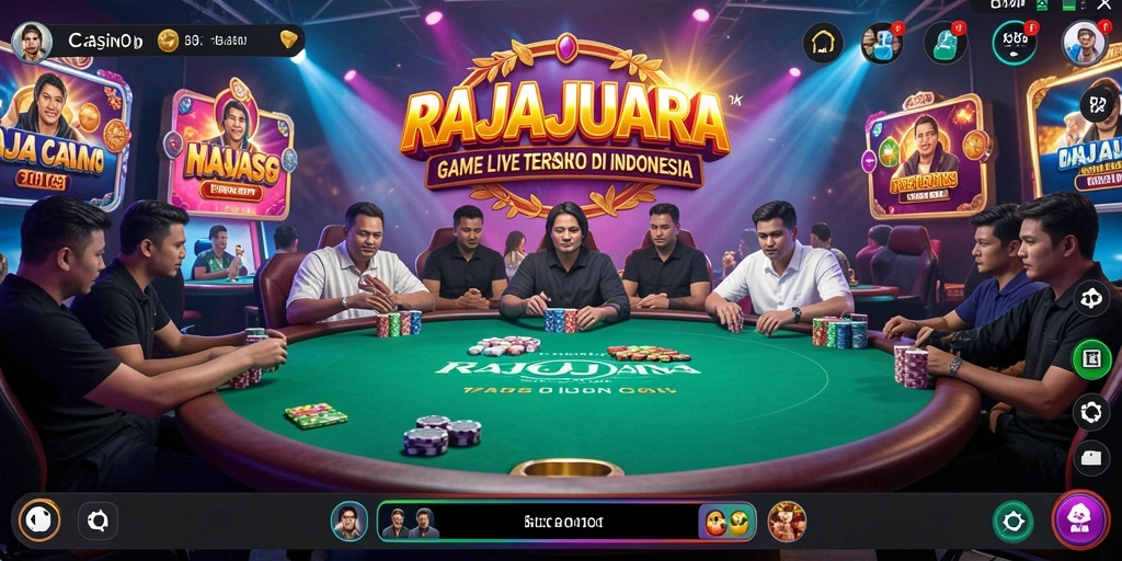 Screenshot gameplay RAJAJUARA yang menghadirkan dealer live dan suasana kasino.