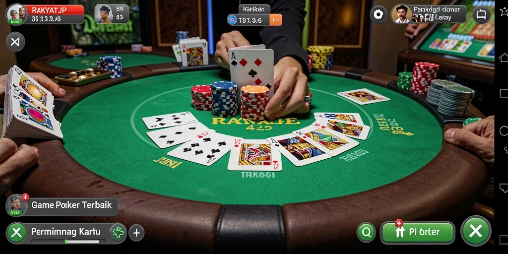 Screenshot gameplay RAKYATJP menampilkan momen seru dalam permainan Poker.