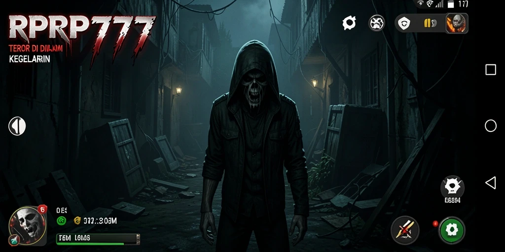 Tampilan gameplay menegangkan di RPRP777 dengan suasana horror yang mencekam.