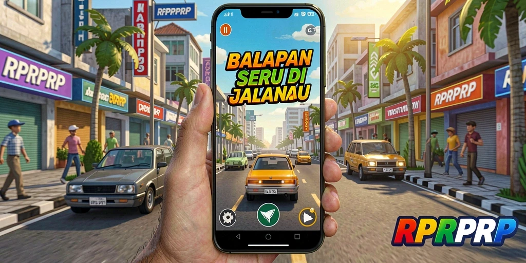 Menampilkan aksi balapan seru di dalam RPRPRP.