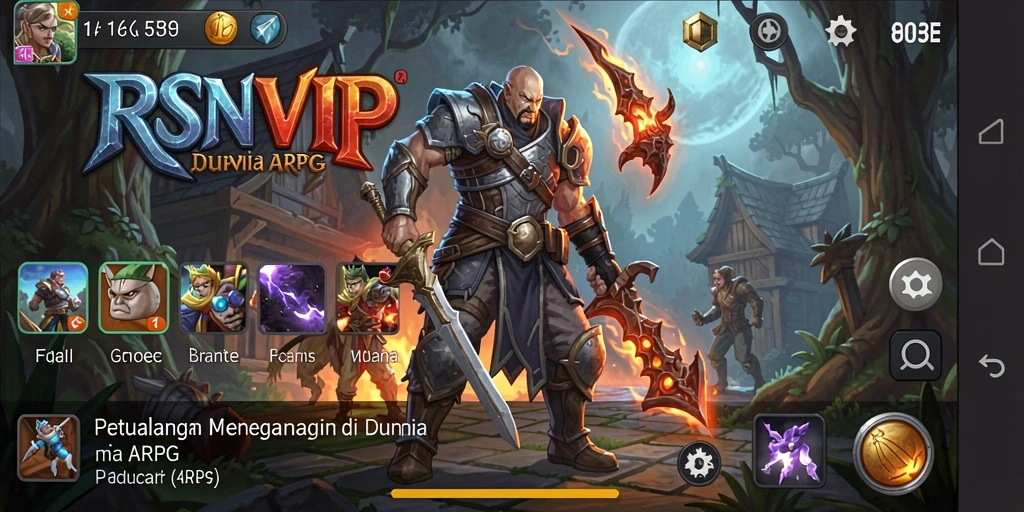 Tangkapan layar RSNVIP menampilkan aksi seru dalam dunia ARPG.