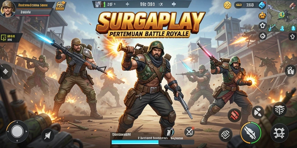 Screenshot dari gameplay seru di SURGAPLAY Battle Royale.
