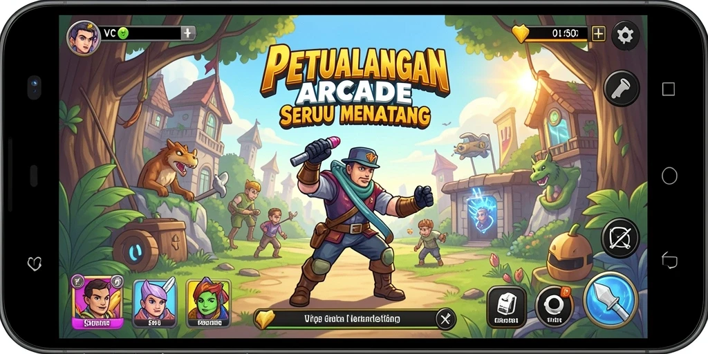 Screenshot gameplay VC55 menunjukkan aksi seru dalam game Arcade.